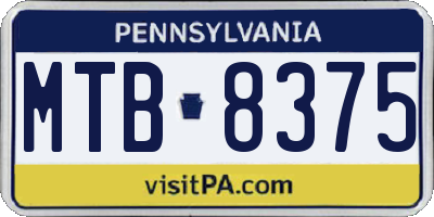 PA license plate MTB8375