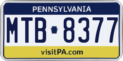 PA license plate MTB8377