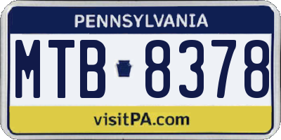 PA license plate MTB8378
