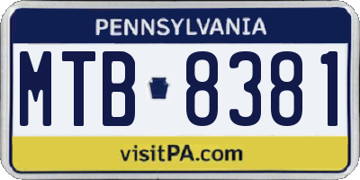 PA license plate MTB8381