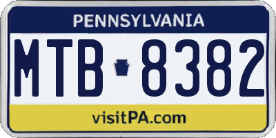 PA license plate MTB8382
