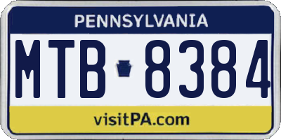 PA license plate MTB8384
