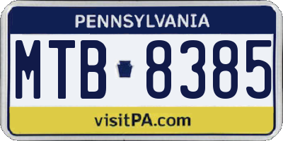 PA license plate MTB8385