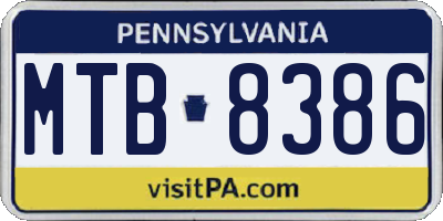 PA license plate MTB8386