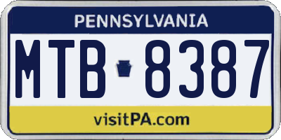 PA license plate MTB8387