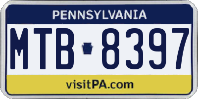 PA license plate MTB8397