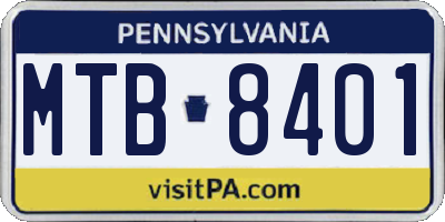 PA license plate MTB8401