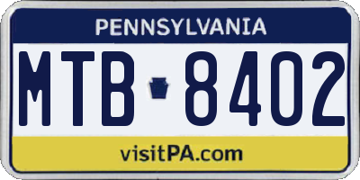 PA license plate MTB8402