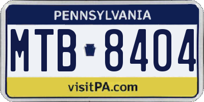 PA license plate MTB8404