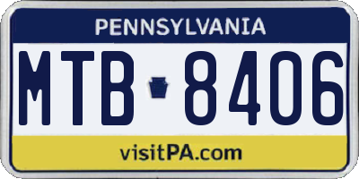 PA license plate MTB8406