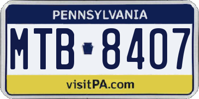 PA license plate MTB8407