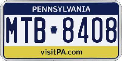 PA license plate MTB8408