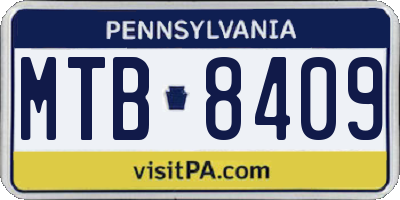 PA license plate MTB8409