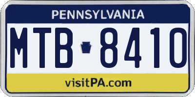 PA license plate MTB8410