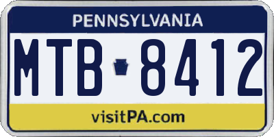 PA license plate MTB8412