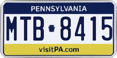 PA license plate MTB8415
