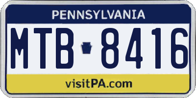 PA license plate MTB8416