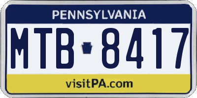 PA license plate MTB8417