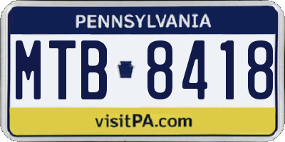 PA license plate MTB8418