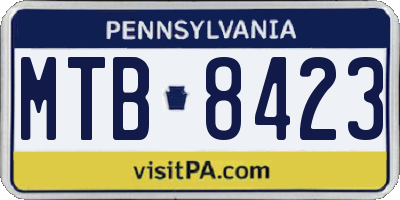 PA license plate MTB8423