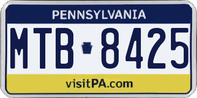 PA license plate MTB8425