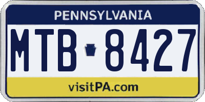 PA license plate MTB8427