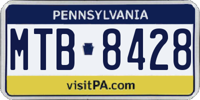 PA license plate MTB8428