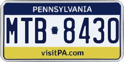 PA license plate MTB8430