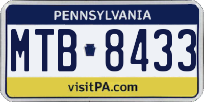 PA license plate MTB8433