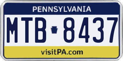 PA license plate MTB8437