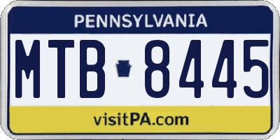 PA license plate MTB8445