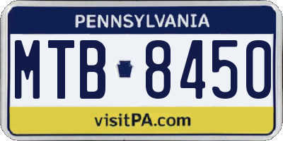 PA license plate MTB8450