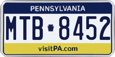 PA license plate MTB8452