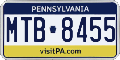 PA license plate MTB8455