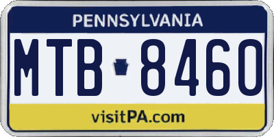 PA license plate MTB8460