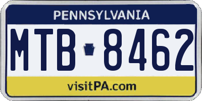 PA license plate MTB8462