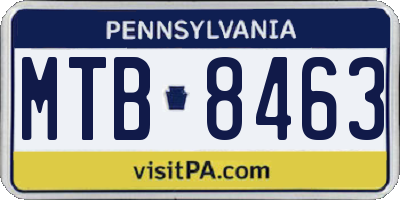 PA license plate MTB8463