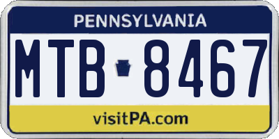 PA license plate MTB8467