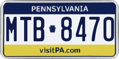 PA license plate MTB8470