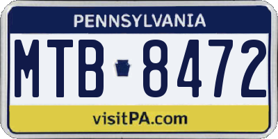 PA license plate MTB8472