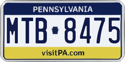 PA license plate MTB8475