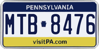 PA license plate MTB8476