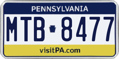 PA license plate MTB8477