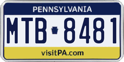 PA license plate MTB8481