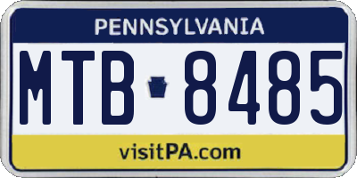 PA license plate MTB8485