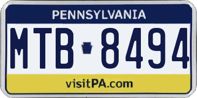 PA license plate MTB8494
