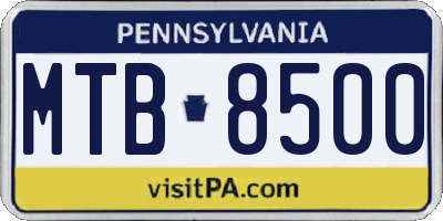 PA license plate MTB8500
