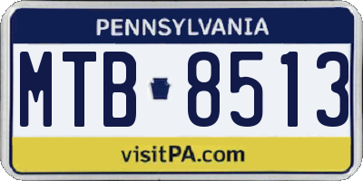 PA license plate MTB8513
