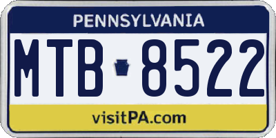 PA license plate MTB8522