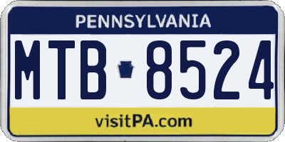 PA license plate MTB8524